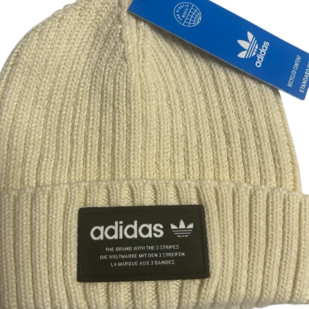 Adidas Cream Ribbed Beanie